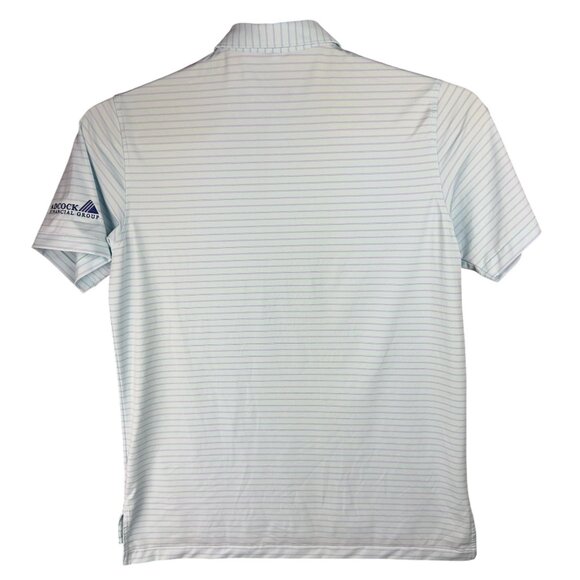 Peter Millar Summer Comfort Polo Shirt Men L Light Blue Striped Adcock Fin.Group - Picture 2 of 9